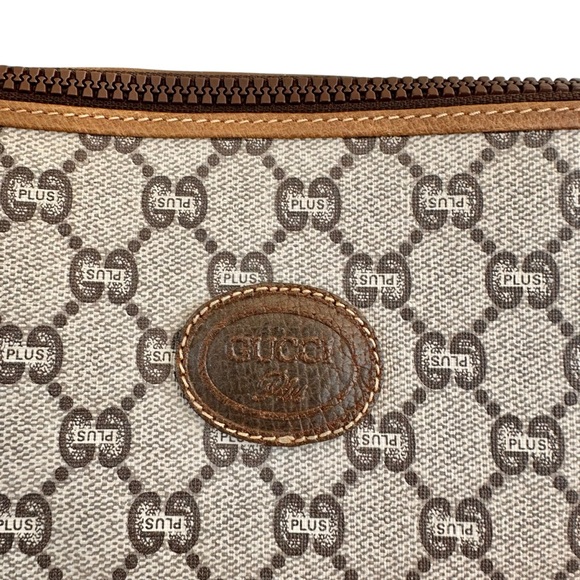 Authentic GUCCI Plus GG Monogram Tan Canvas & Leather Toiletry Clutch Bag Pouch - Picture 10 of 14